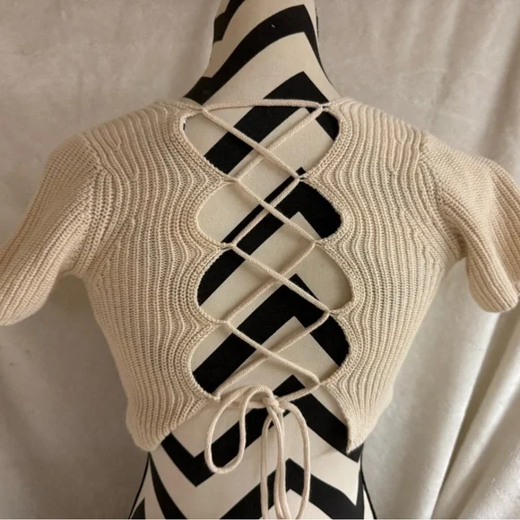 Zara Cream Knit Crop Top - Picture 7 of 9